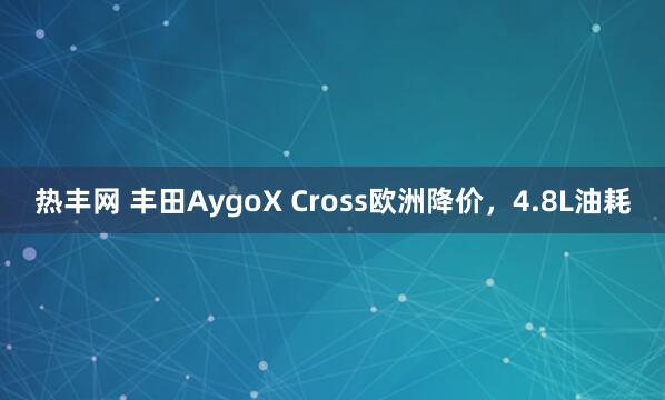 热丰网 丰田AygoX Cross欧洲降价，4.8L油耗